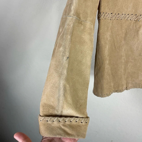 Selene Sport Y2K Suede Leather Braided Button Down Jacket - Picture 8 of 12